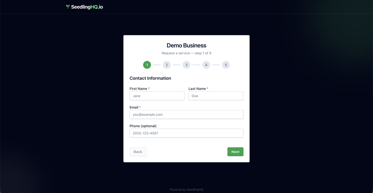 Service request form